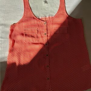 Francesca's Collections Red Patterned Tank Top with mesh back
